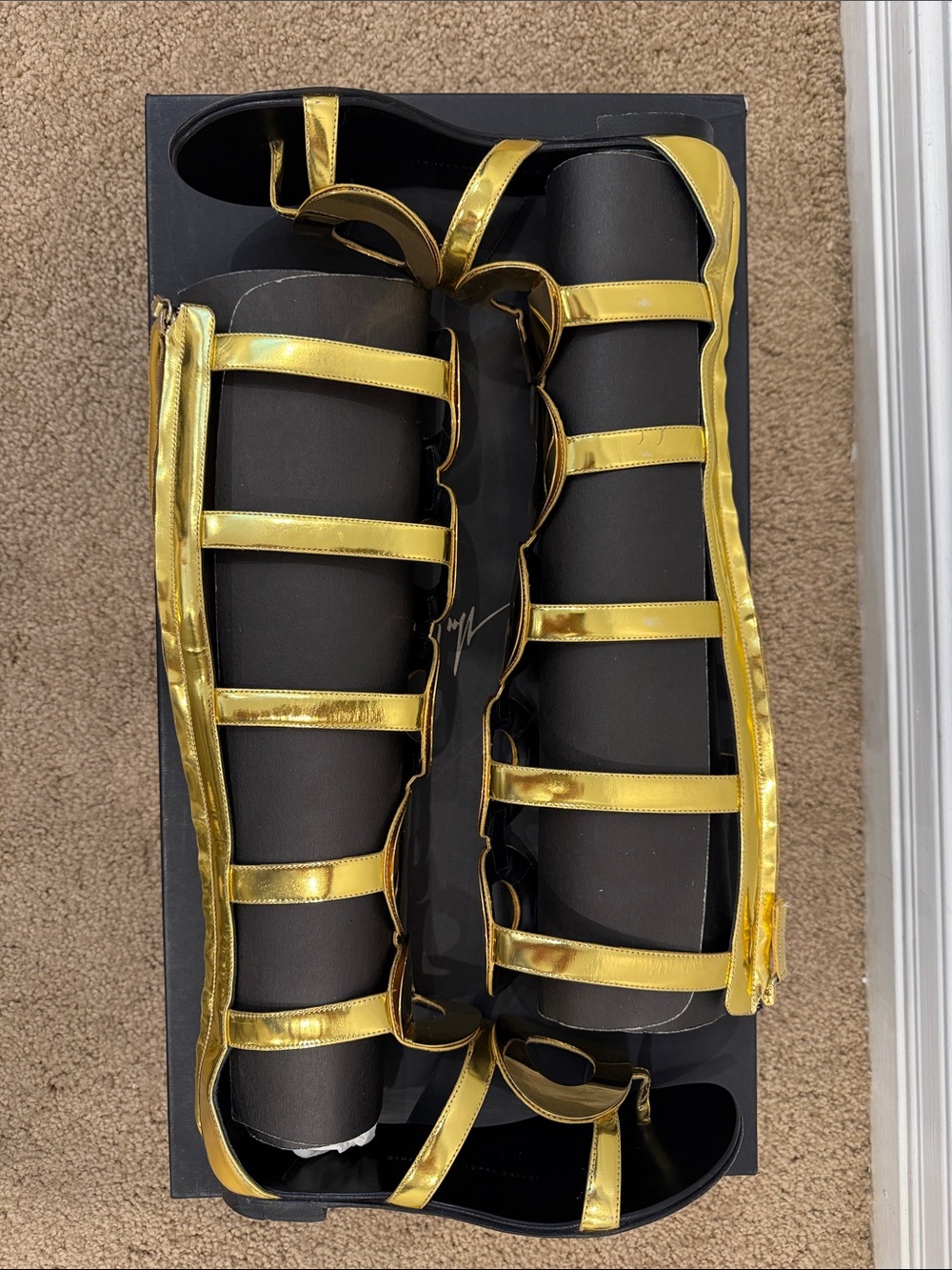 Giuseppe Zanotti Dubai Exclusive Gold Mirror Gladiator Runway Boots 37 - Picture 10 of 15